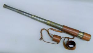 An impressive four draw brass telescope by J H Steward of London with 65 mm objective lens and