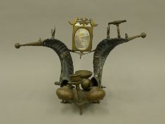A Victorian horn-mounted desk stand. 40 cm wide.