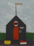C KOLLER, 'Fish Shed', limited edition print, numbered 4/35, framed and glazed,