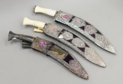 Two bone-handled Kothimora kukri's, one for the Gurkha Signals, the other for Brigade of Gurkhas,