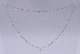 A platinum briolette diamond necklace. 40 cm long 2.6 grammes total weight.