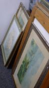 A quantity of pictures and prints, each framed and glazed. The largest 78 x 104 cm overall.