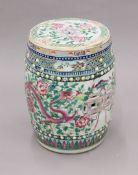 A Chinese porcelain barrel stool. 49 cm high.