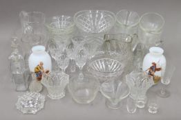 A quantity of miscellaneous glassware. The largest vase 21 cm high.