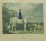 'Mr William Long on Bertha', coloured lithograph, framed and glazed. 73 x 78 cm overall.