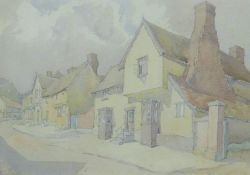 L G WALPOLE, 'Street Scene', watercolour, signed, framed and glazed. 33 x 46.5 cm.