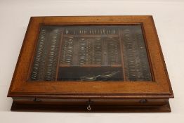20th century Optometrist portable trial lens set, in fitted wooden case, A/F, 54cm x 40cm Bradley'