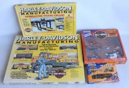 Collection of Harley-Davidson themed model sets to include 2x HO gauge railway sets including a Dual