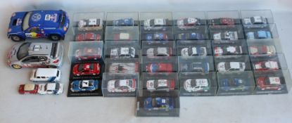 Collection of mostly 1/43 scale rally car models to include a high quality limited edition #7