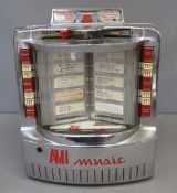 AMI Music juke box, untested, 32cm x 39cm x 17cm