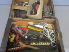 Assorted collection of previously used OO gauge model railway coaches, accessories, track pieces,