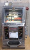 Jennings Galaxy One Armed Bandit 1P, mechanism working at time of cataloguing, approx. 44cm x 41cm x