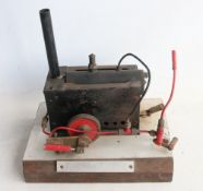 Small homebuilt stationary live steam 'Macnab' engine, with instructions (tied to fuel tray),