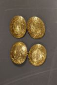 Pair of hallmarked 15ct yellow gold oval panel head cufflinks by Vaughton & Sons, hallmarked 1944,