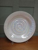 Large 20th century Murano opaque lustre glass circular charger, with spiral centre, D41cm