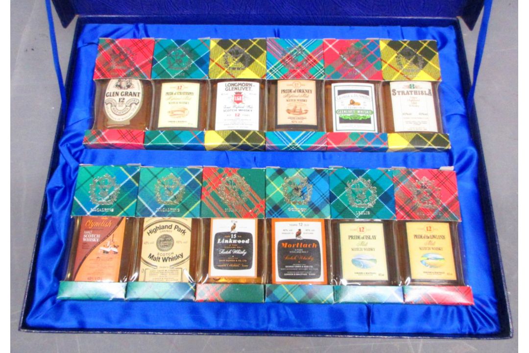 Fortnum & Mason gift boxed tartan set of 12 single malt whisky miniatures, aged 12 years, c100ml - Bild 1 aus 8