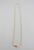 Hallmarked 18ct yellow gold diamond and ruby overlapping necklace, comprising four graduating