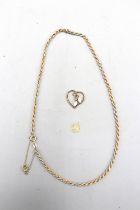 Mixed lot of gold comprised of a hallmarked 9ct yellow, white and rose gold ombré rope link chain,