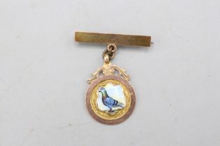 Hallmarked medal, XRF tested as 9ct yellow and rose gold, pigeon racing medal comprising a