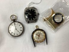 Jaeger Le Coultre Minature Travel Clock, (damages); Gambart Geneve Antique Openface Fob Watch,