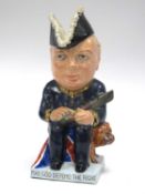 A 1940's Wilkinson Ltd Pottery 'Clarice Cliff' Toby Jug of Winston Churchill, wearing a blue uniform