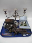 A Spelter Winged Cherub Swiss Wall Clock, ladies chain evening purse, girl guide belt and Georgian