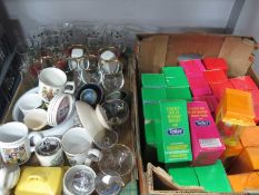 Boxed Tetley Tea Folk Figures (32), Babycham and Xmas Glasses, Wade, Devon, Denby, etc:- Two Boxes.