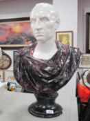 Painted Plaster Bust of Julius Caesar, 60cm tall.