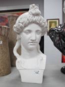 Painted Plaster Bust of Isis, 45cm tall.