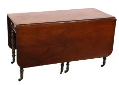 LARGE REGENCY MAHOGANY DROP-LEAF DINING TABLE