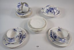 A Royal Crown Derby 'Blue Hedgerow' pattern part tea set including six cups, four saucers, six tea