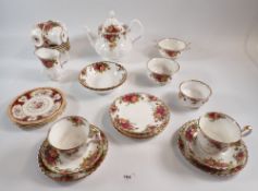 A Royal Albert Old Country Roses part tea set including six cups, nine saucers, five tea plates, two