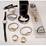 A group of gold plated ladies wristwatches including Sekonda etc.