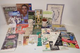 A group of cricketing collectables including programmes relating to the Australian tours in the