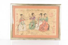 A Chinese print of Four Geisha's Playing Musical Instruments,