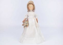 A fine late 18th century English wooden doll,