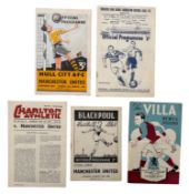 COLLECTION OF MANCHESTER UNITED 1948/49 AWAY FOOTBALL PROGRAMMES, 5 TOTAL, HULL CITY 26/2/1949,
