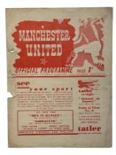 MANCHESTER UNITED VERSUS MANCHESTER CITY 1939/40 FOOTBALL PROGRAMME, 20/4/1940. WRITING, PAPER LOSS,