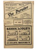 MANCHESTER UNITED AWAY VERSUS BRADFORD CITY 1934/35 FOOTBALL PROGRAMME, 29/12/1934. CREASES