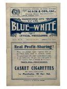 MANCHESTER CITY VERSUS CHELSEA 1914/15 FOOTBALL PROGRAMME, 20/2/1915, FAC 3rd ROUND. CREASES