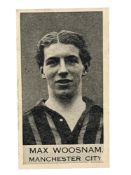 1922 CLARNICO POPPLETON FOOTBALL TRADE CARD, MAX WOOSNAM, MANCHESTER CITY.