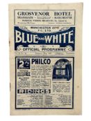 MANCHESTER CITY VERSUS WOLVES 1936/37 FOOTBALL PROGRAMME, 27/2/1937. PENCIL CHANGES, FOLDS.
