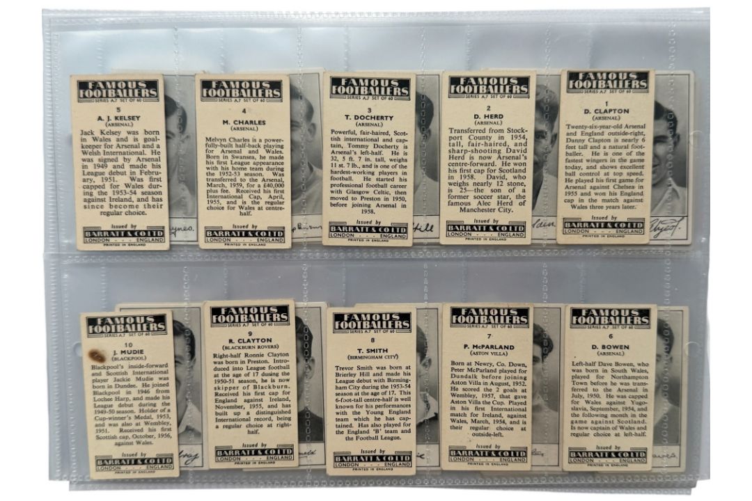 BARRATT & CO FAMOUS FOOTBALLERS TRADE CARDS, A7, FULL SET OF 60 CARDS, CLOUGH, CHARLES, GREAVES, - Image 2 of 6