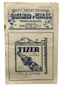 1946 ENGLAND VERSUS WALES FOOTBALL PROGRAMME, 13/11/1946, AT MANCHESTER CITY. FOLDS, RUSTY