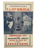 1957 FA CUP SEMI-FINAL MANCHESTER UNITED VERSUS BIRMINGHAM CITY PIRATE FOOTBALL PROGRAMME, 23/3/