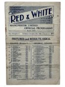 MANCHESTER UNITED VERSUS CARDIFF CITY 1928/29 FOOTBALL PROGRAMME, 13/10/1928. FOLDS, MARKS.