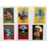 1962 A&BC GUM BAZOOKA FOOTBALL TRADE CARDS, FULL SET OF 82 CARDS, RED BACKS.