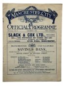 MANCHESTER CITY VERSUS BURNLEY 1924/25 FOOTBALL PROGRAMME, 6/12/1924. CHANGES, RUSTY STAPLE.