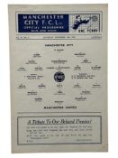 MANCHESTER UNITED AWAY VERSUS MANCHESTER CITY 1942/43 FOOTBALL PROGRAMME, 14/11/1942. GOOD