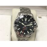 Omega Seamaster GMT "50th Anniversary" featuring a distinctive stainless steel bidirectional bezel